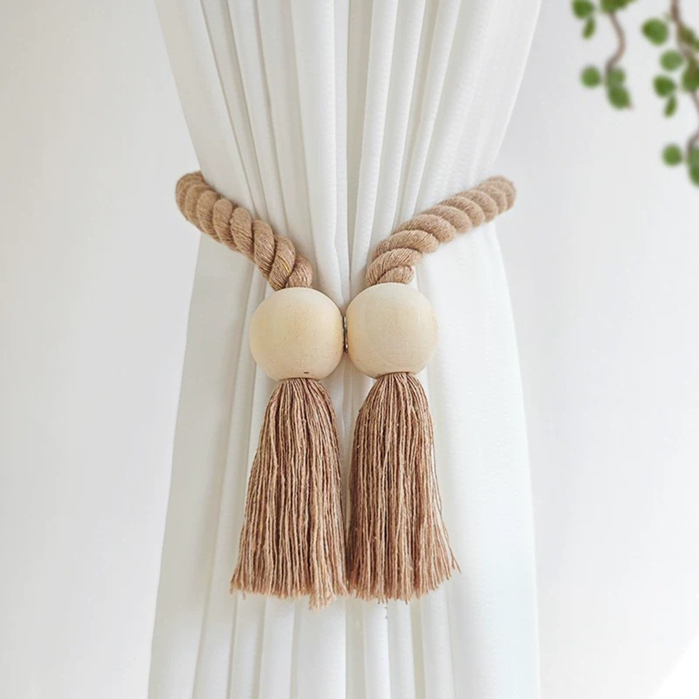 Beaded Trim Fringe - 1PC シンプルなフリンジビーズカーテンストラップ、パンチなし、磁気調整可能、ホームカーテンアクセサリー
