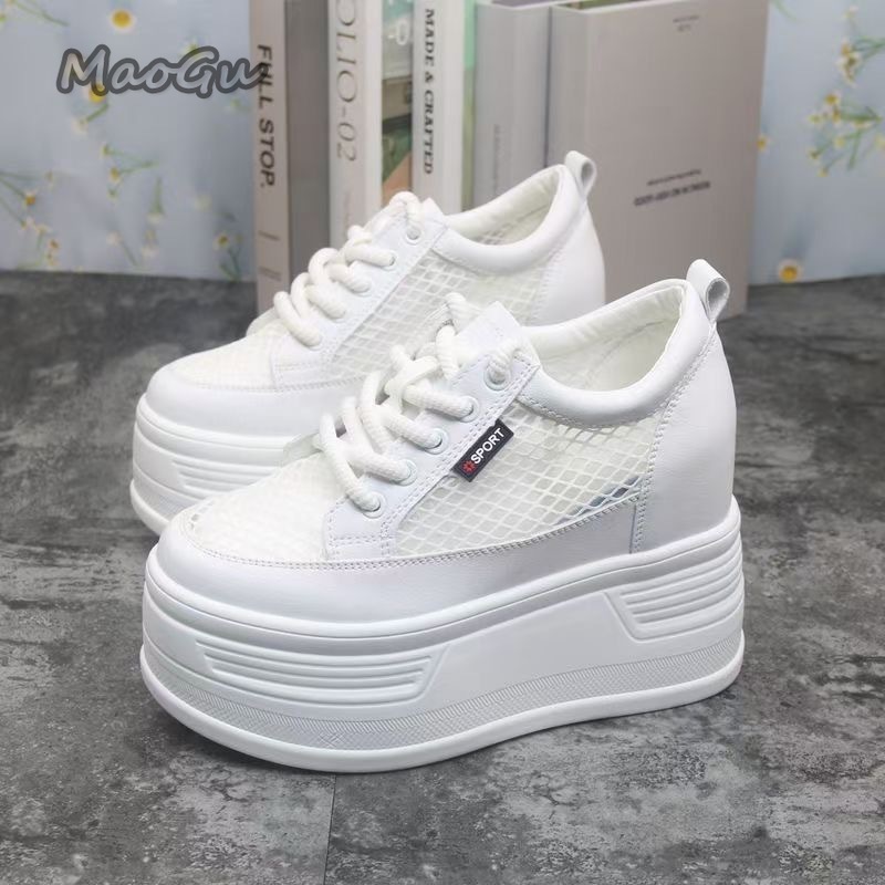 Guipure Lace Panel - Tenis De Mujer レディース メッシュ プラットフォーム