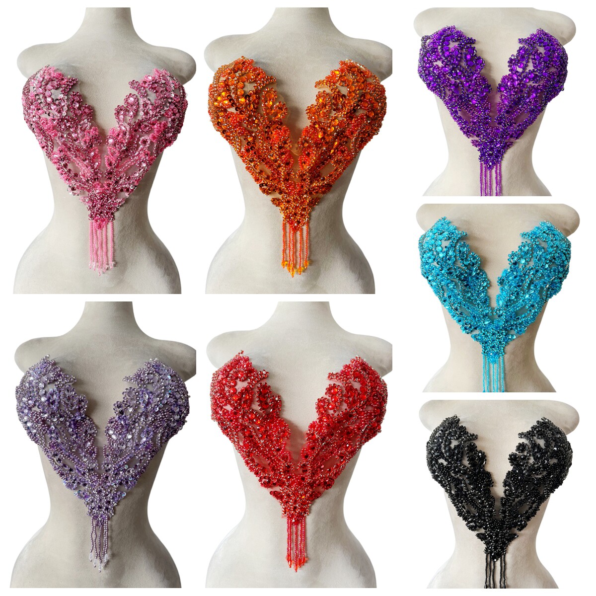 Sew On Rhinestone - 手縫いビーズラインストーンアップリケパッチ、スイートハートカラー装飾、DIYブライダルドレス、イブニングドレスデコレーション生地