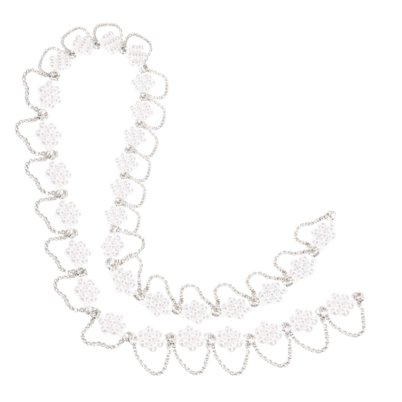 Pearl Trim Chain - 高級ラインストーンパールチェーントリム DIY用 服飾 ヘアバンド ドレス 帽子