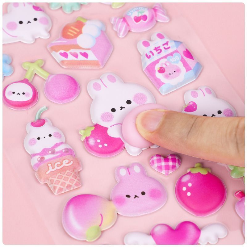 Craft Embellishment World - 1 シート パフィーバニー 3D バブルステッカー スクイーズアニマル