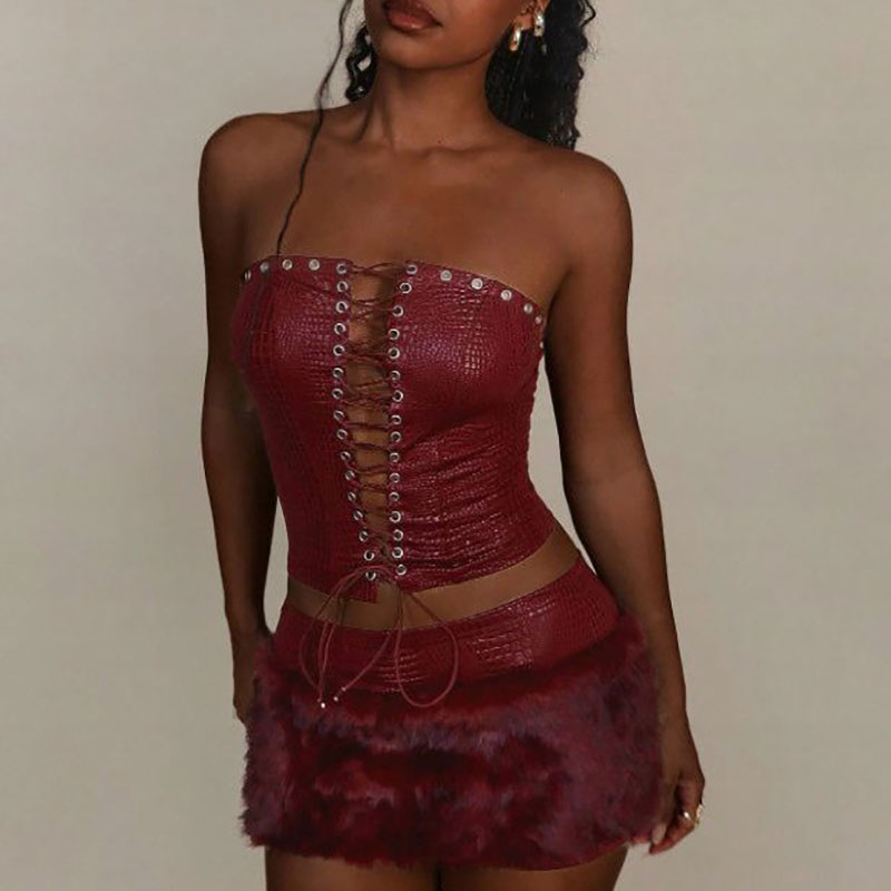セクシーレディ ナイトクラブ パーティー ツーピースセット  - Elastic Lace Trim のレビューと価格