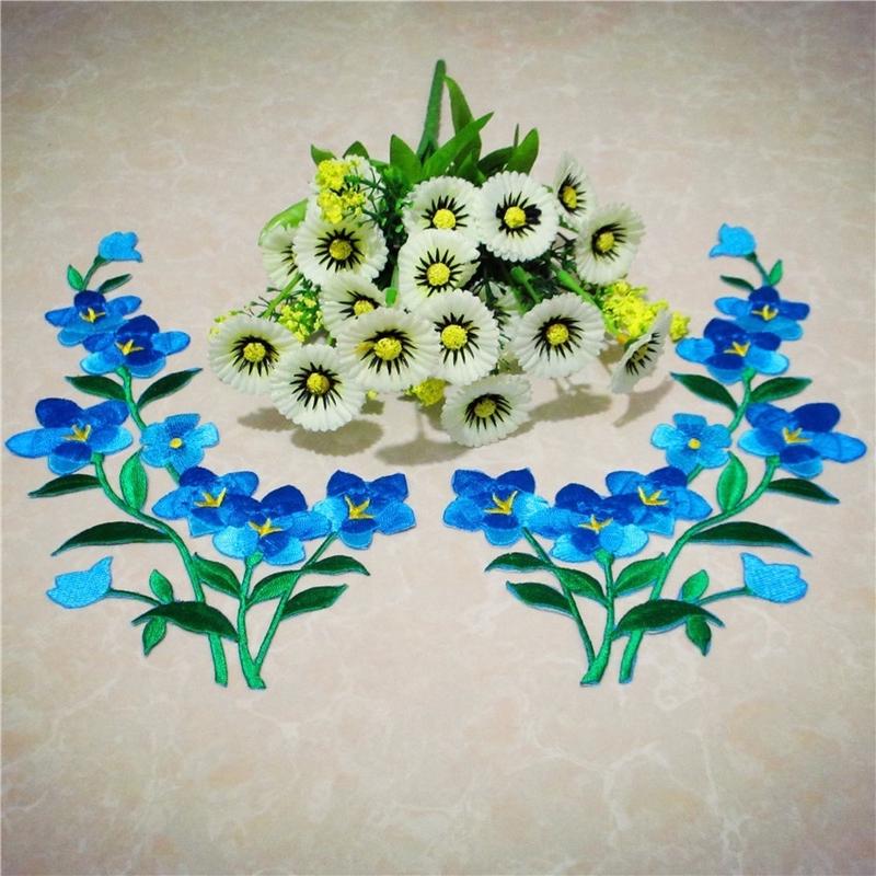 衣類用パッチに花が刺繍された鉄,素敵なステッカー,青いアップ - Applique Patch Flower のレビューと価格