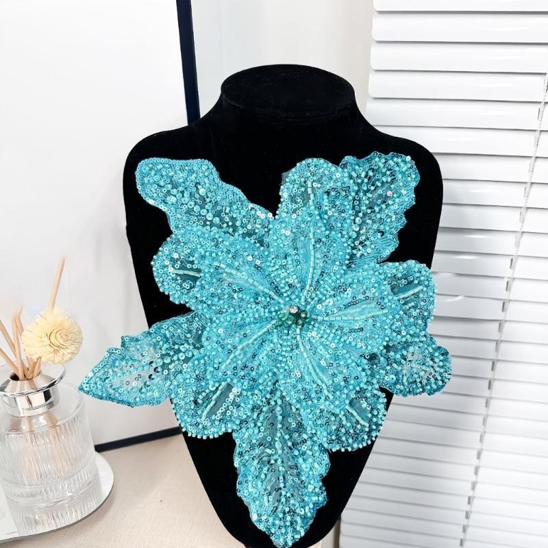 39BD スパンコールフラワーアップリケトリムイブニングスカ - Applique Patch Flower のレビューと価格