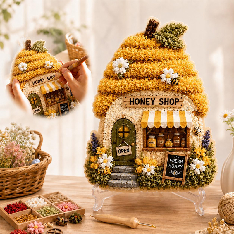 3Dマッシュルームハウス ポケアート DIYキット 布製パン - Embroidery Craft のレビューと価格