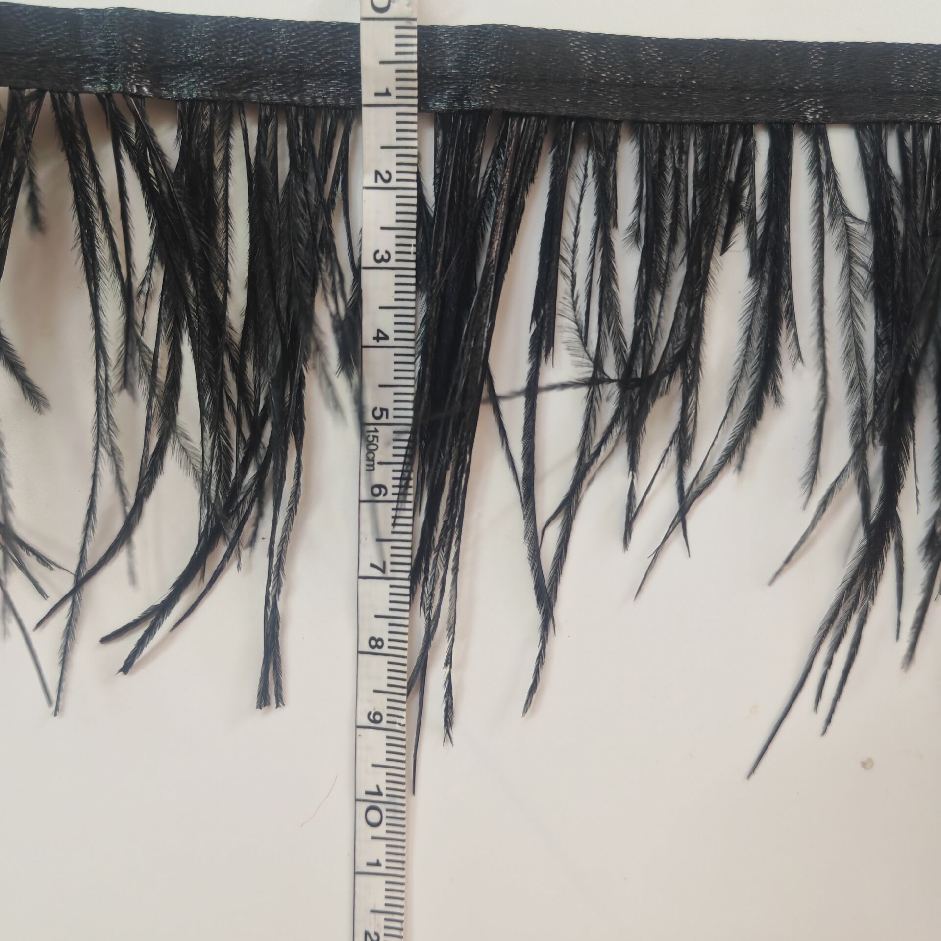 黒いダチョウの羽根フリンジトリミング 13‑15cm 羽根リ - Fringe Ribbon Sewing のレビューと価格