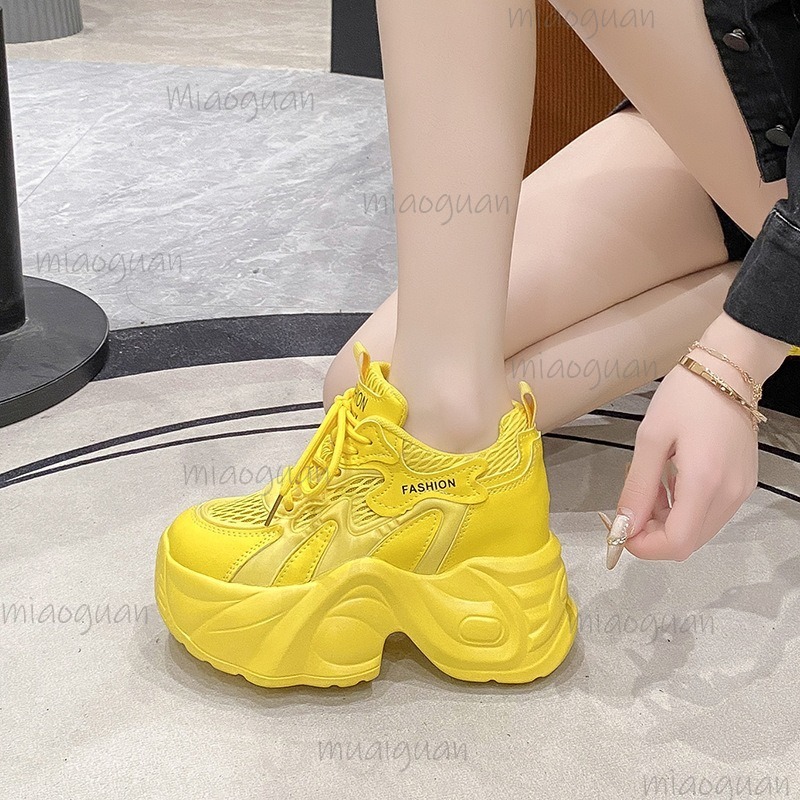 女性のメッシュ通気性チャンキープラットフォームスニーカー女性 - Guipure Lace Panel のレビューと価格