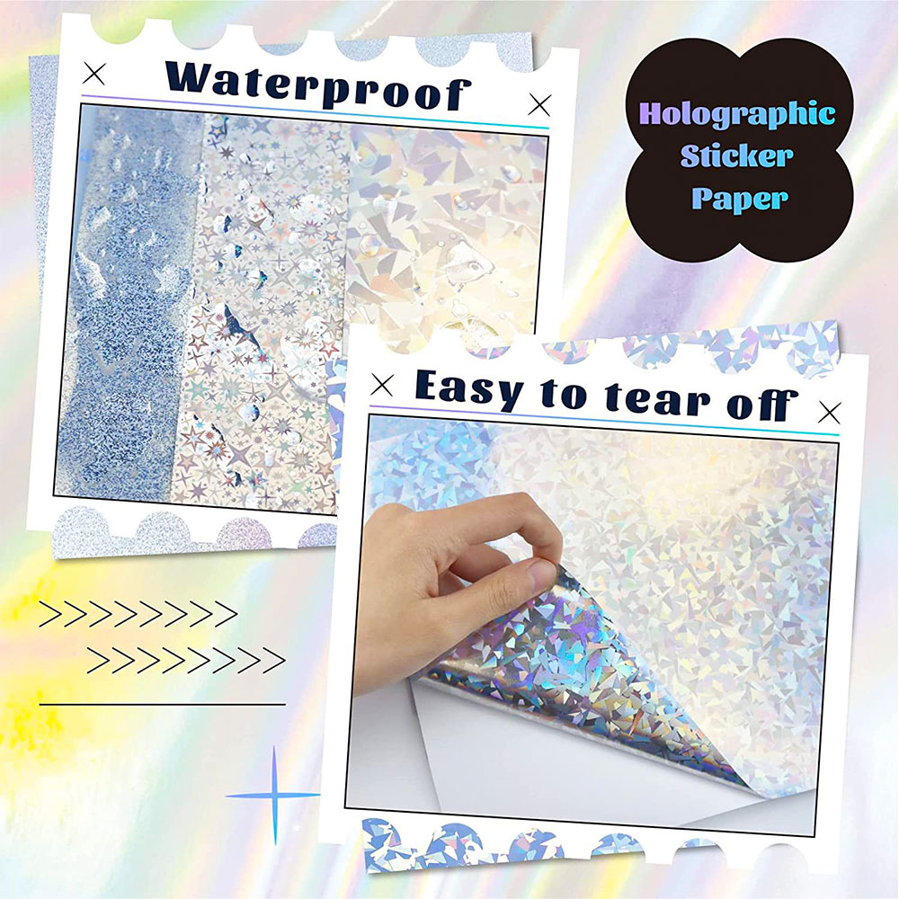 粘着性ホログラフィックステッカー,透明ラミネート,レインボー - Glitter Vinyl Roll のレビューと価格