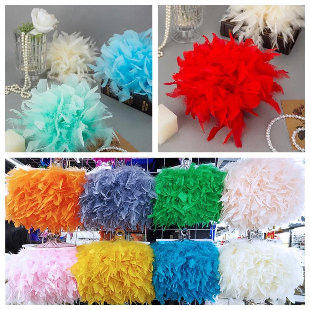 天然のトルコ産マラボウフェザートリム 1/2/5/10メート - Feather Trim Marabou のレビューと価格