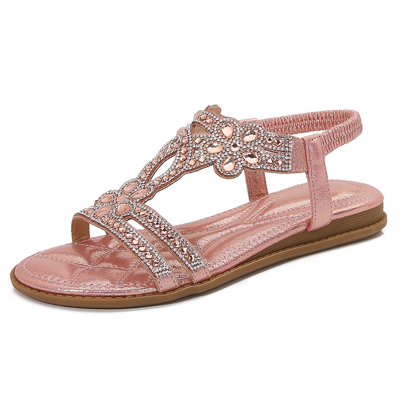 ビッグサイズの透かし彫りサンダル、ボヘミアンスタイル、フラッ - Sew On Rhinestone のレビューと価格